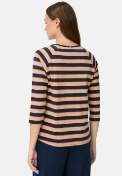 3/4-Arm T-Shirt mit Streifenmuster