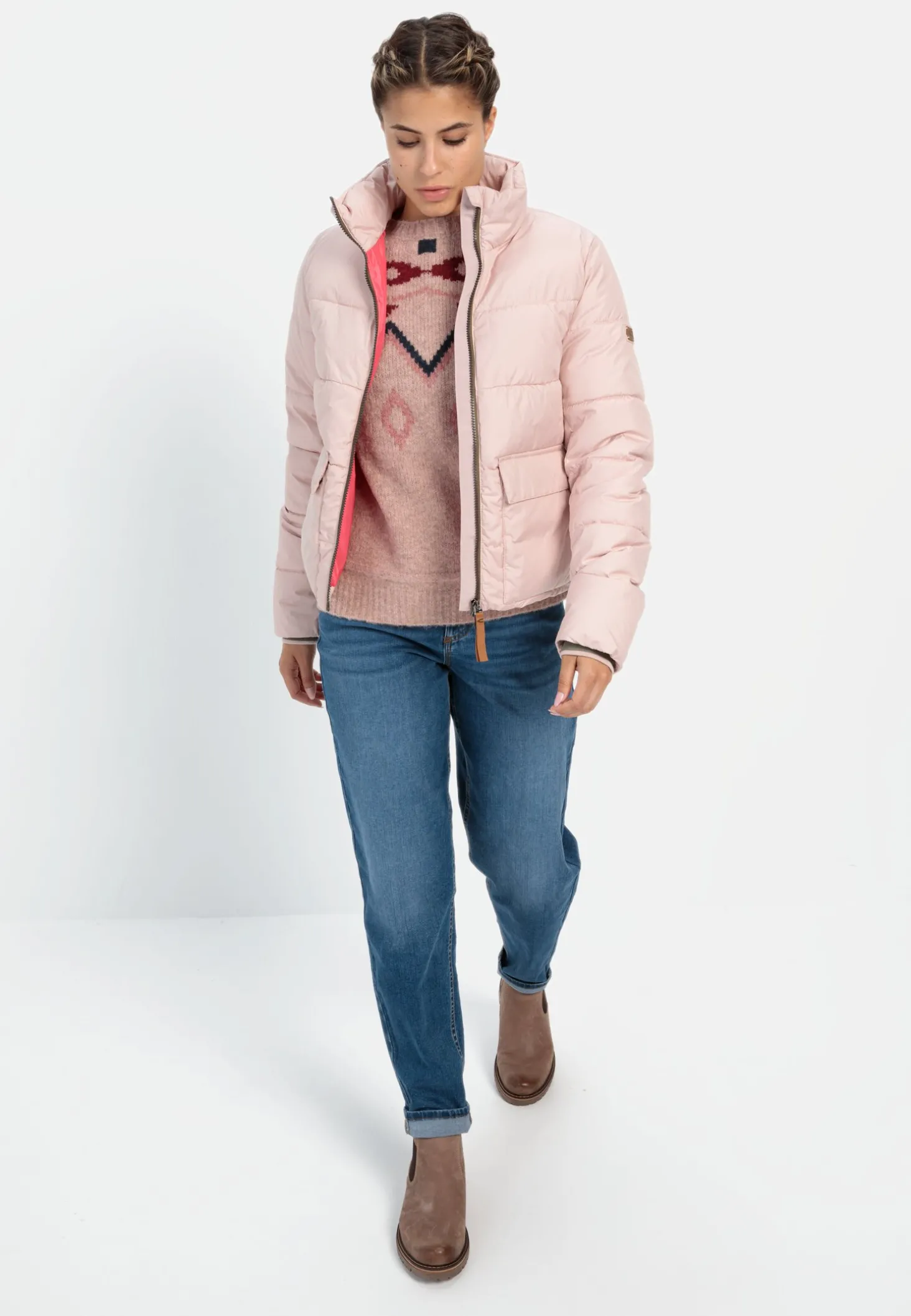 Cropped Pufferjacke aus recyceltem Polyester