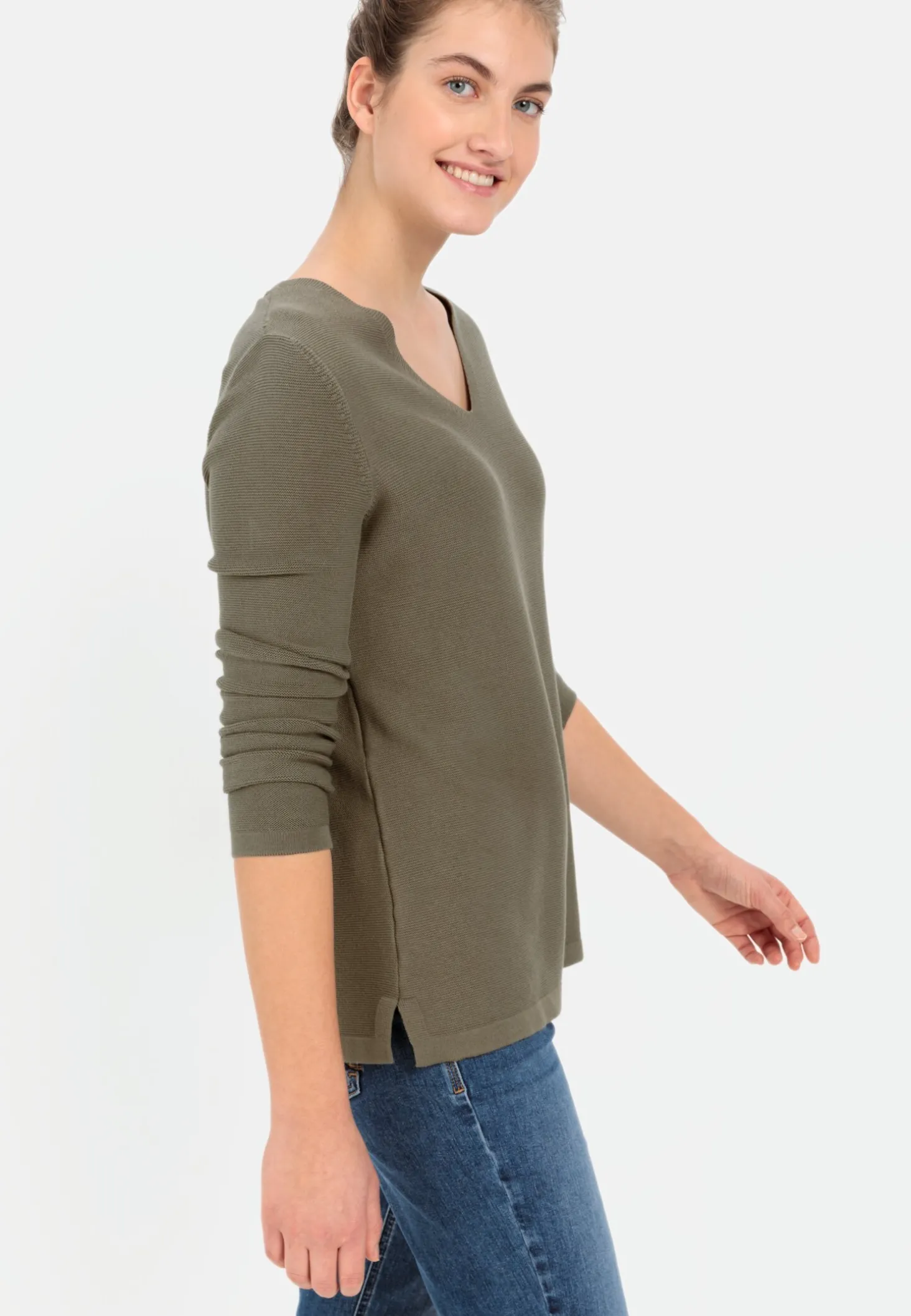 Feinstrickpullover mit V-Ausschnitt