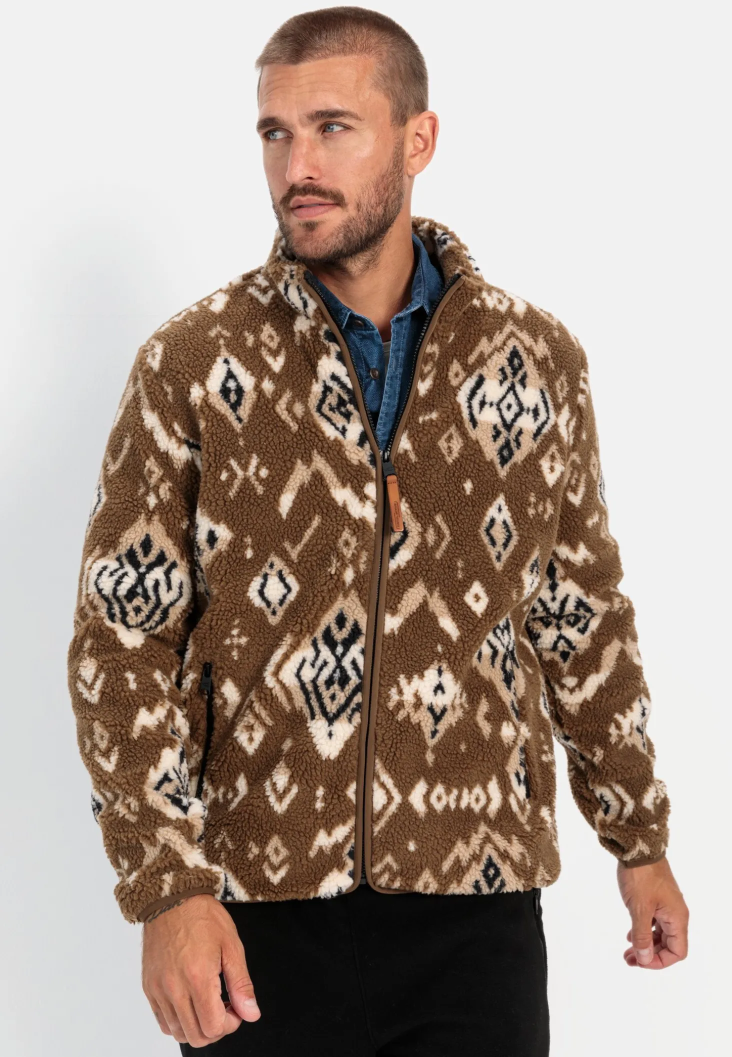 Fleecejacke mit Stehkragen
