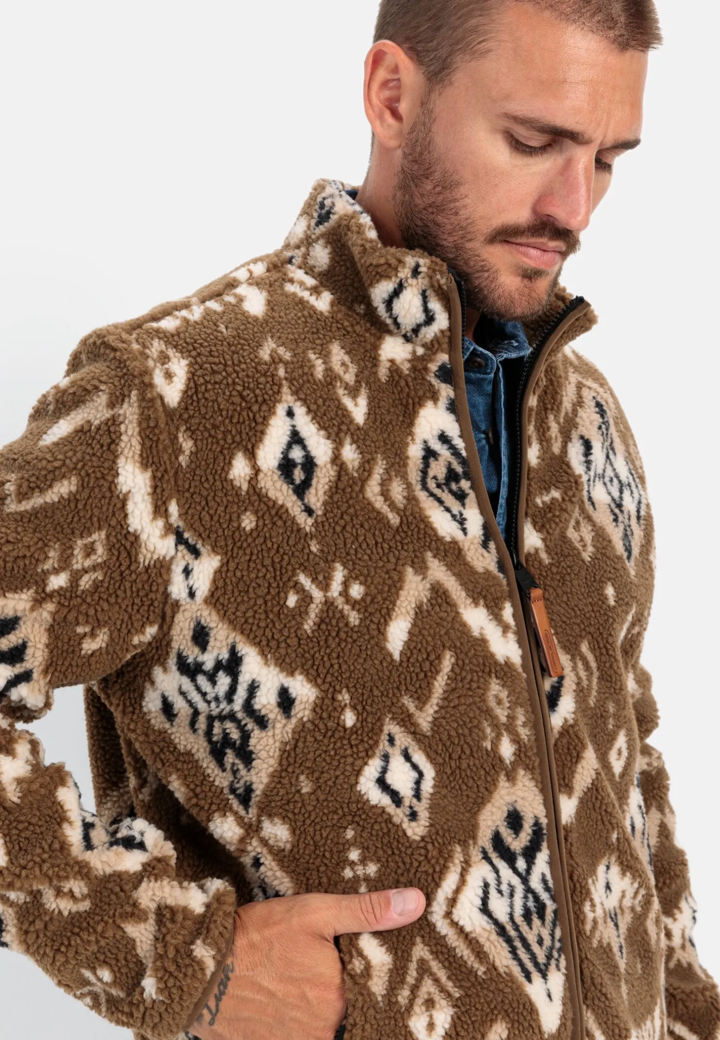 Fleecejacke mit Stehkragen