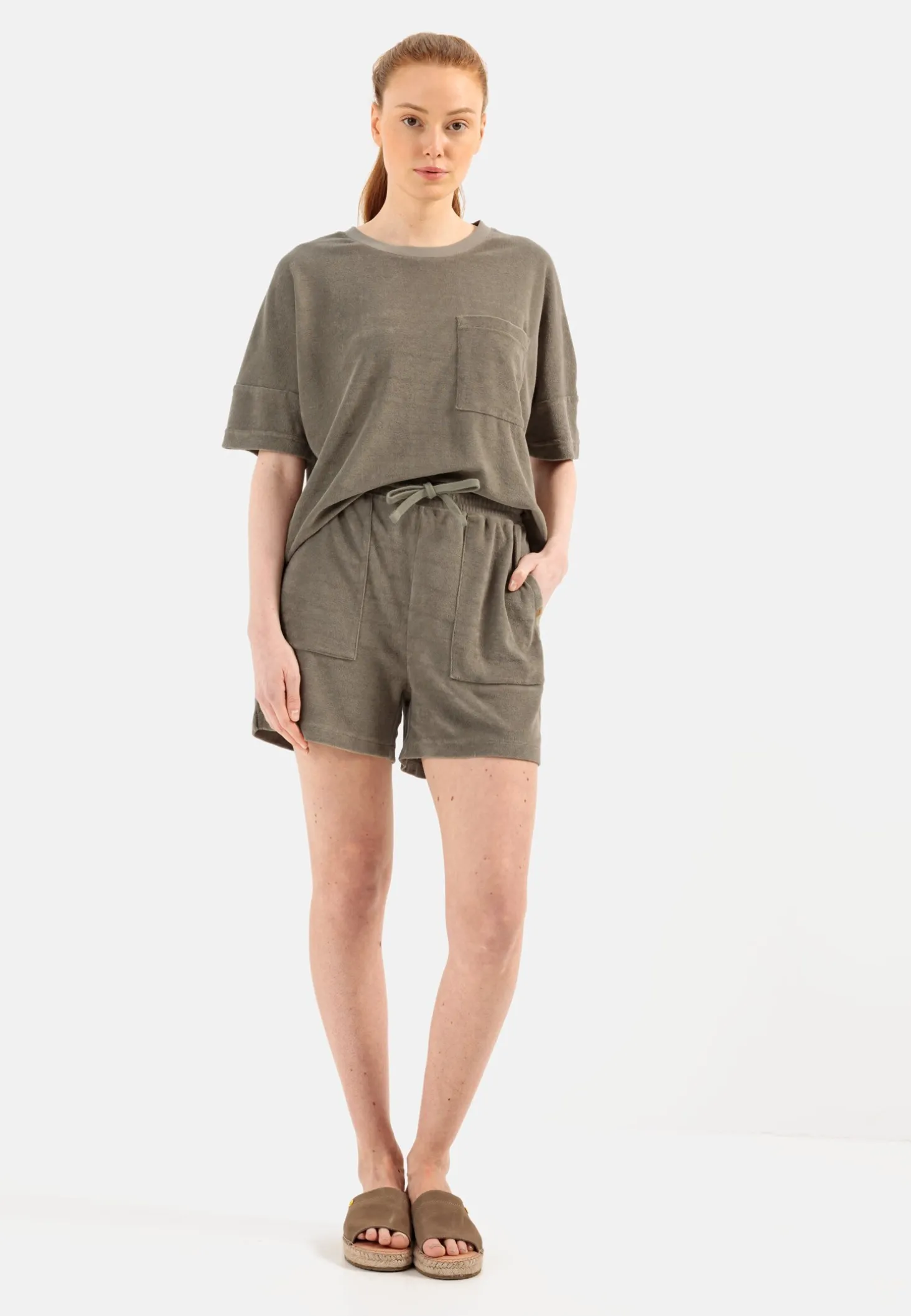 Frottee Shorts mit Kordelzug