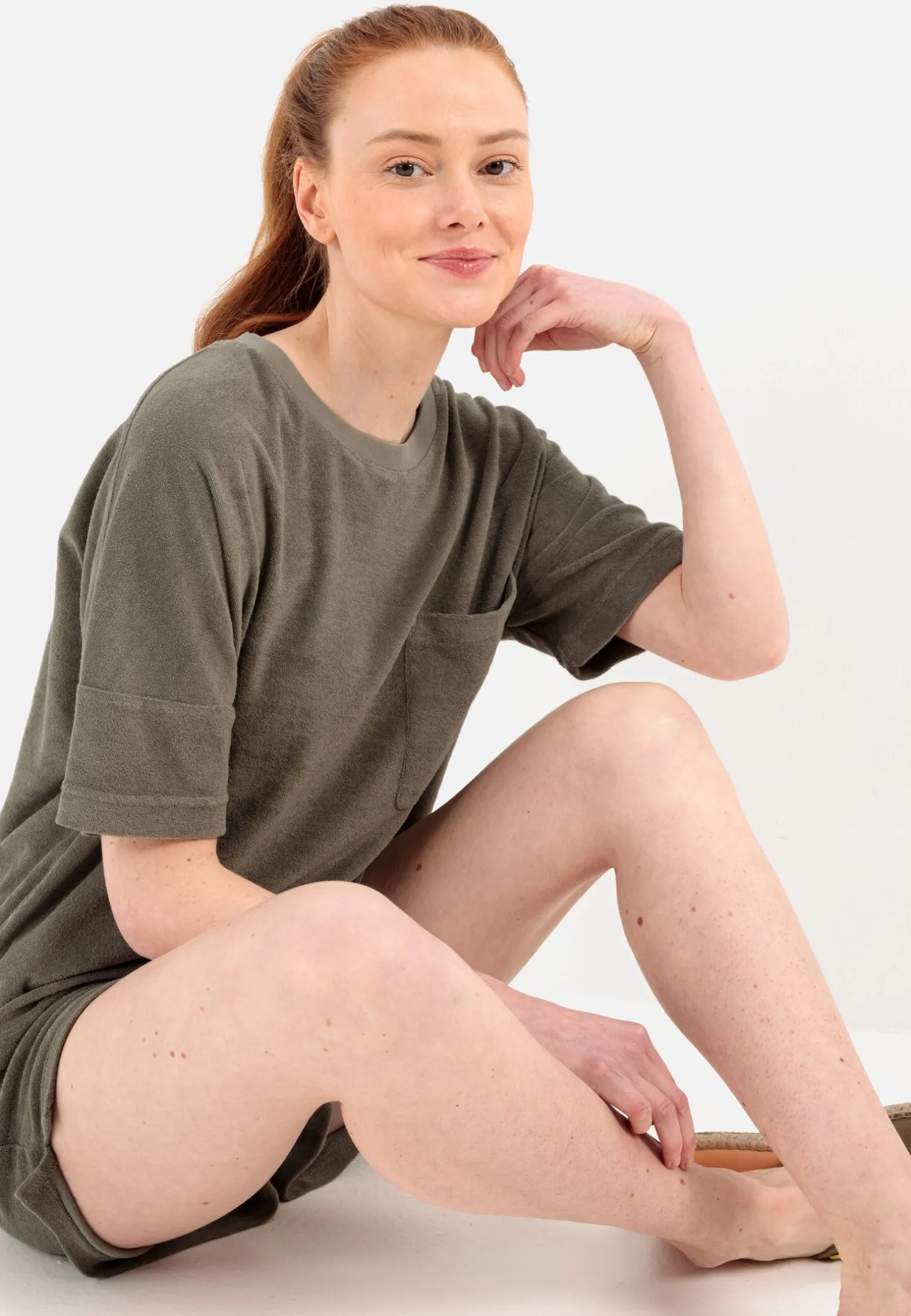 Frottee-Shirt mit Rundhals