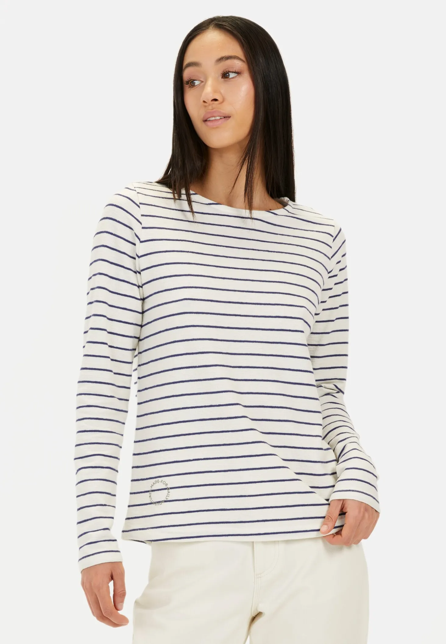 Gestreiftes Langarmshirt aus reiner Baumwolle