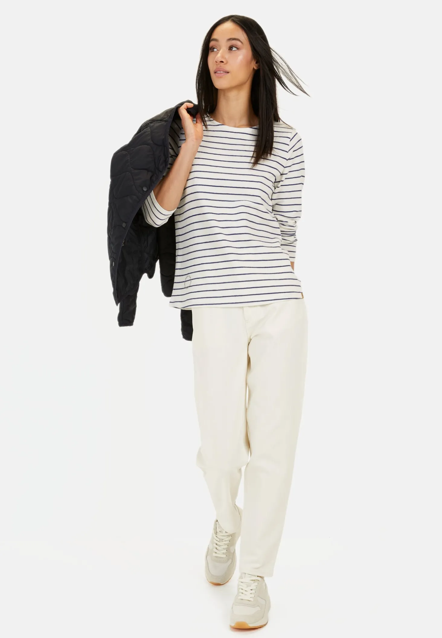 Gestreiftes Langarmshirt aus reiner Baumwolle