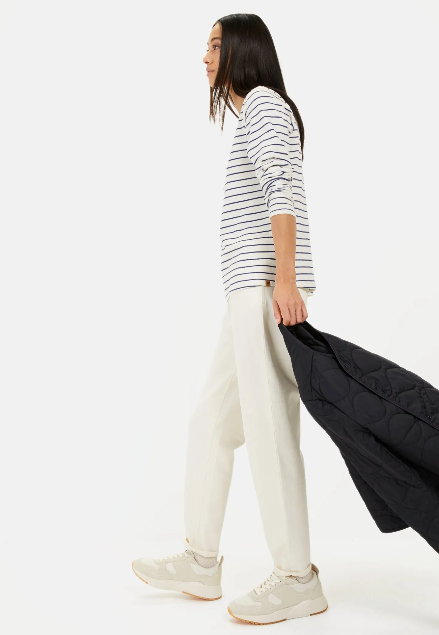 Gestreiftes Langarmshirt aus reiner Baumwolle