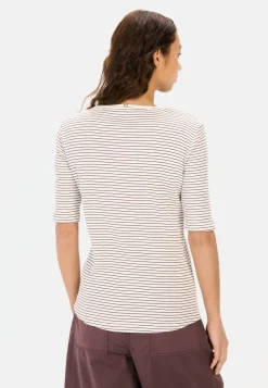 Gestreiftes Rundhals T-Shirt aus reiner Baumwolle