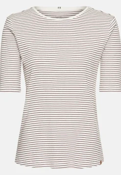 Gestreiftes Rundhals T-Shirt aus reiner Baumwolle