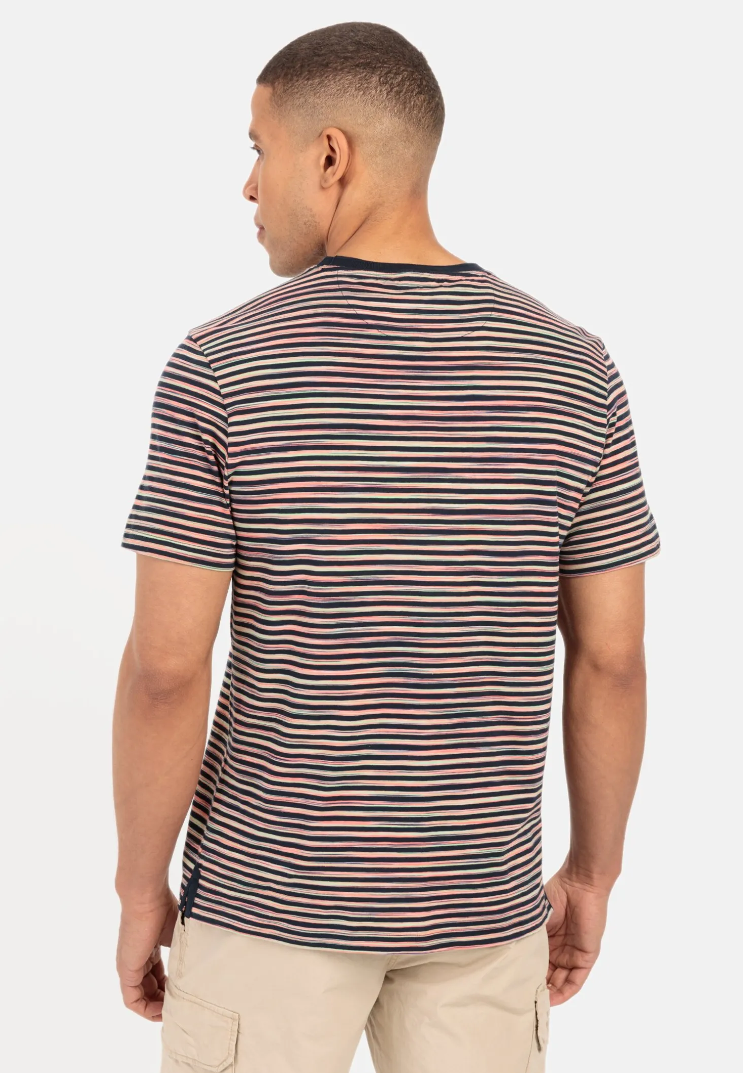 Gestreiftes Rundhals T-Shirt aus reiner Baumwolle