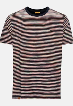 Gestreiftes Rundhals T-Shirt aus reiner Baumwolle