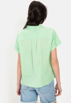 Halbarm Bluse aus einem Baumwoll-Twill
