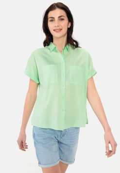 Halbarm Bluse aus einem Baumwoll-Twill