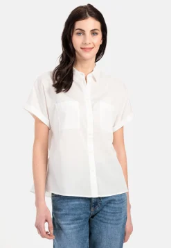 Halbarm Bluse aus einem Baumwoll-Twill