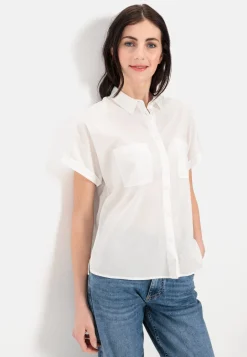 Halbarm Bluse aus einem Baumwoll-Twill