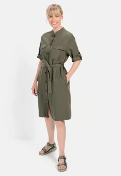 Halbarm Kleid mit Stehkragen