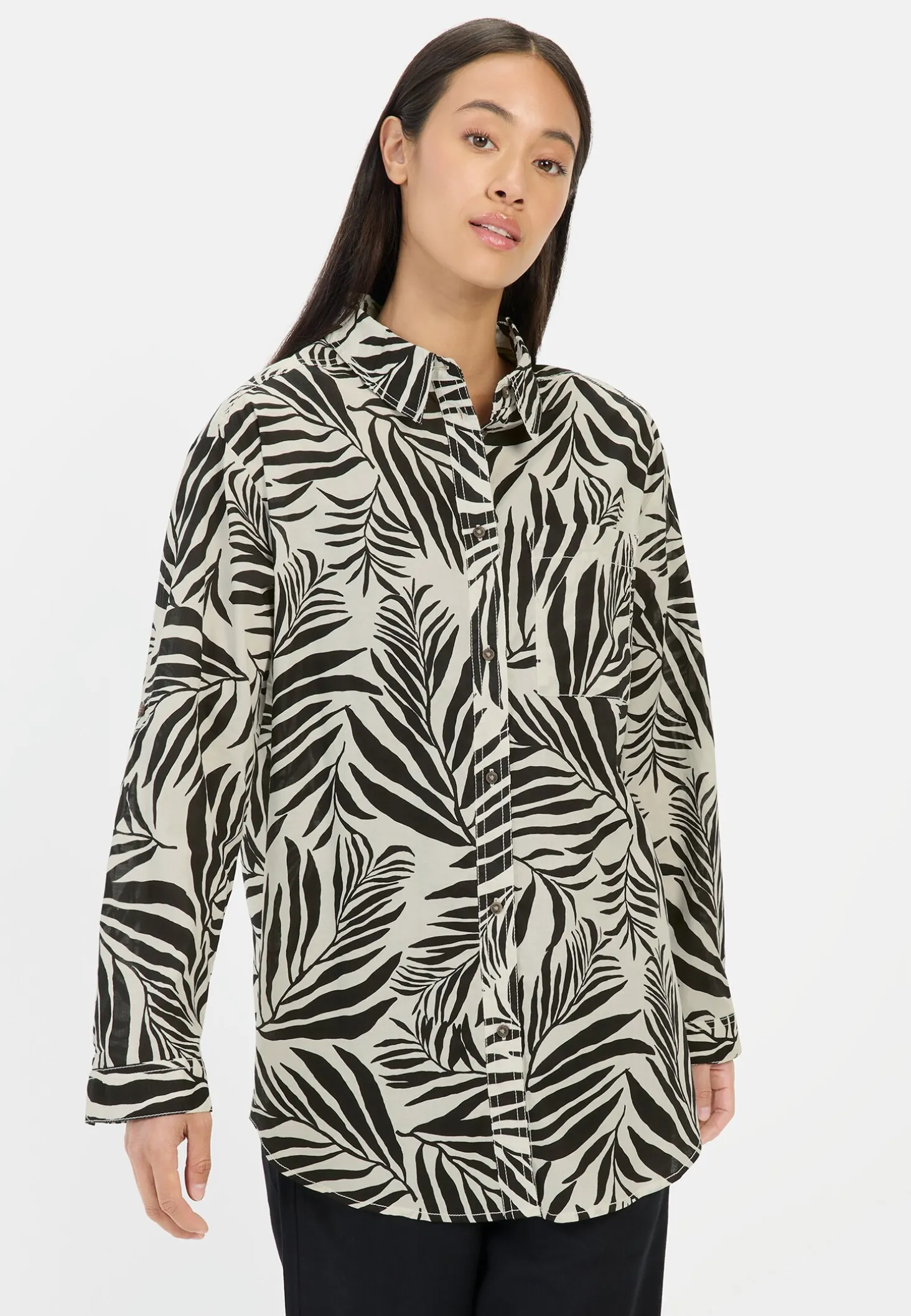 Hemdbluse mit Blumenprint aus Baumwolle