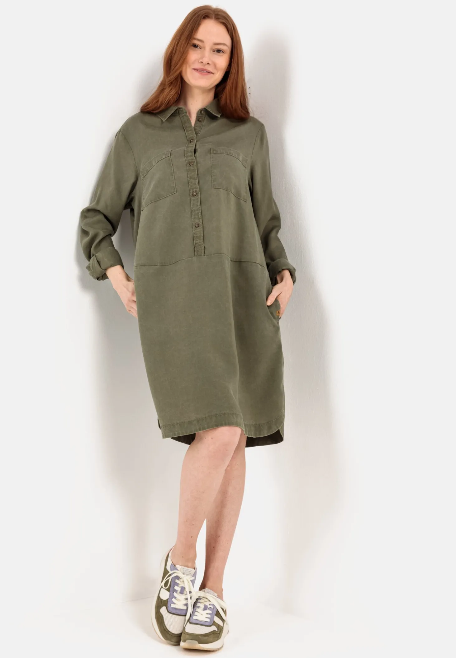 Hemdblusenkleid mit langen Ärmeln aus TENCEL™ Lyocell