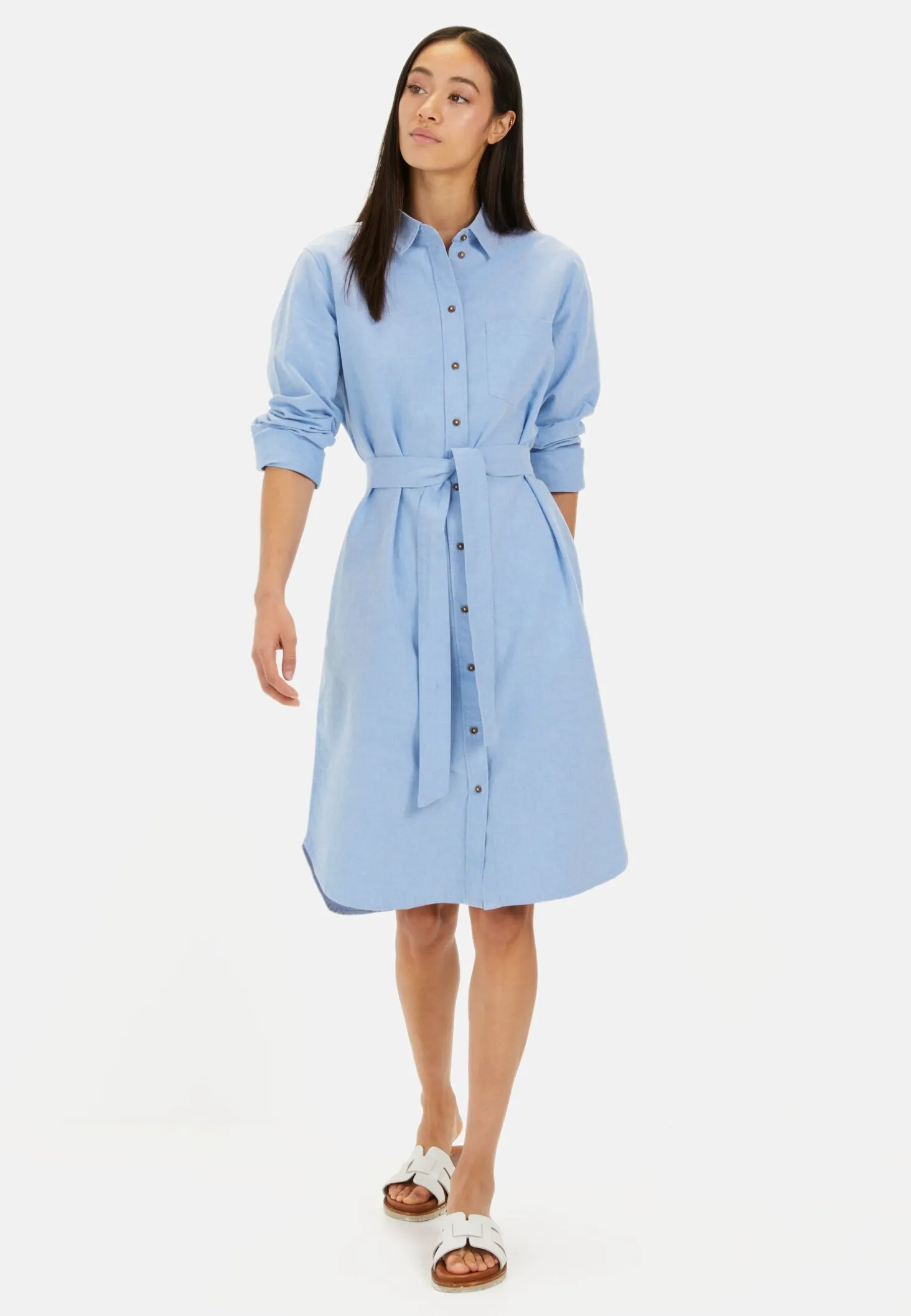 Hemdblusenkleid mit Stoffbindegürtel