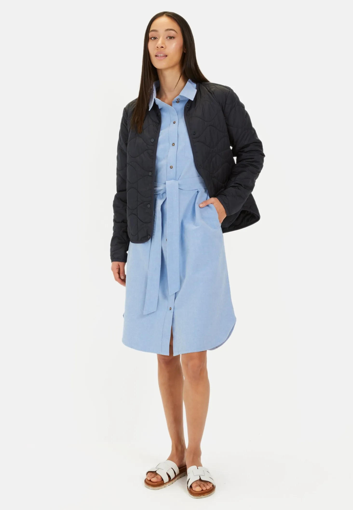 Hemdblusenkleid mit Stoffbindegürtel