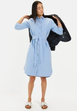 Hemdblusenkleid mit Stoffbindegürtel