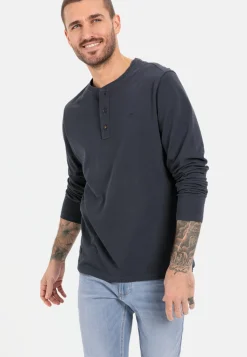 Henley Langarmshirt aus reiner Baumwolle