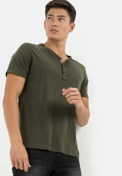 Henley Shirt mit kurzem Arm aus reiner Baumwolle