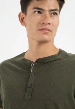 Henley Shirt mit kurzem Arm aus reiner Baumwolle