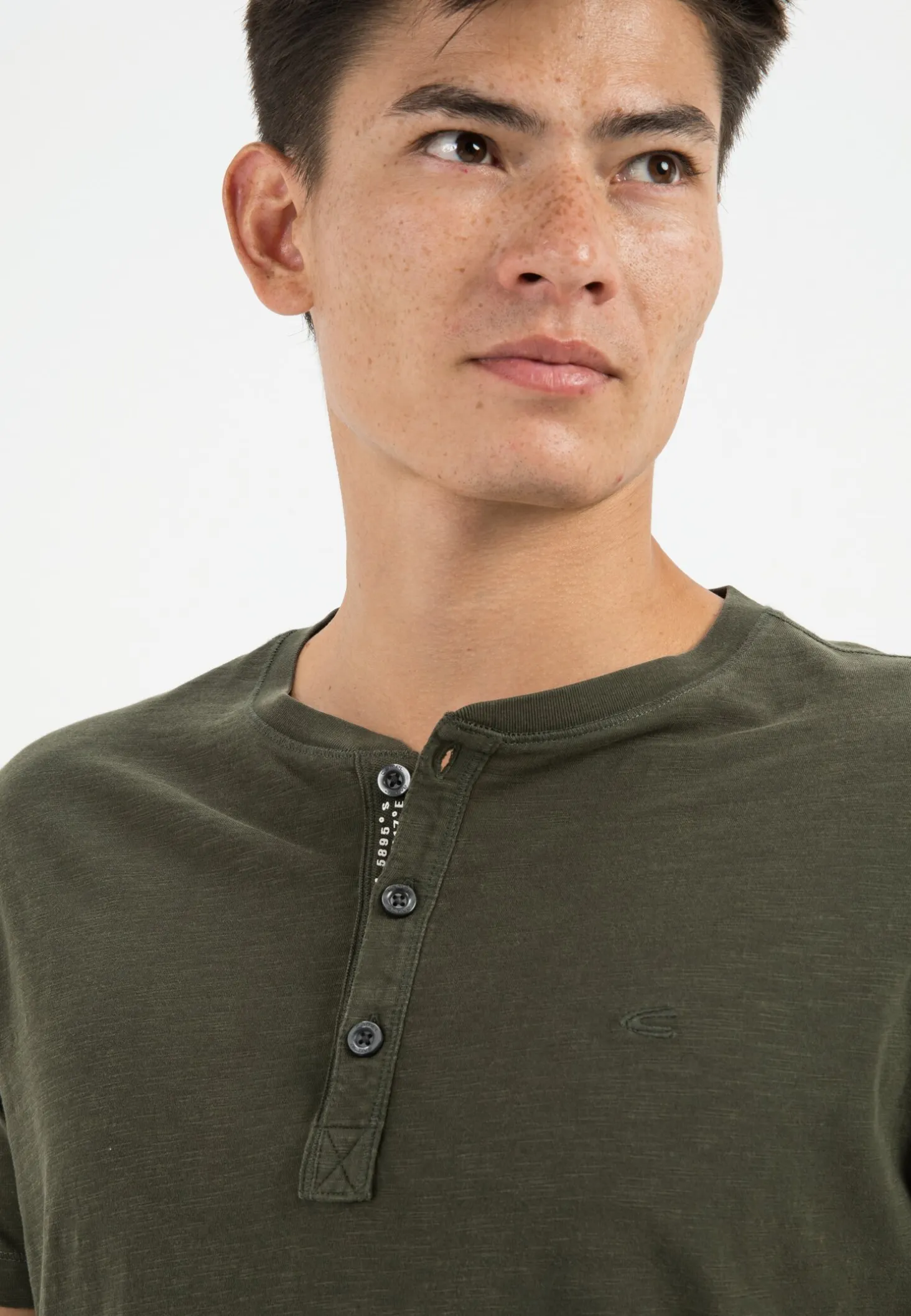 Henley Shirt mit kurzem Arm aus reiner Baumwolle