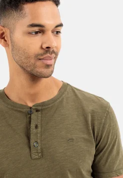 Henley Shirt mit kurzem Arm aus reiner Baumwolle