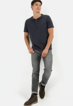 Henley Shirt mit kurzem Arm aus reiner Baumwolle