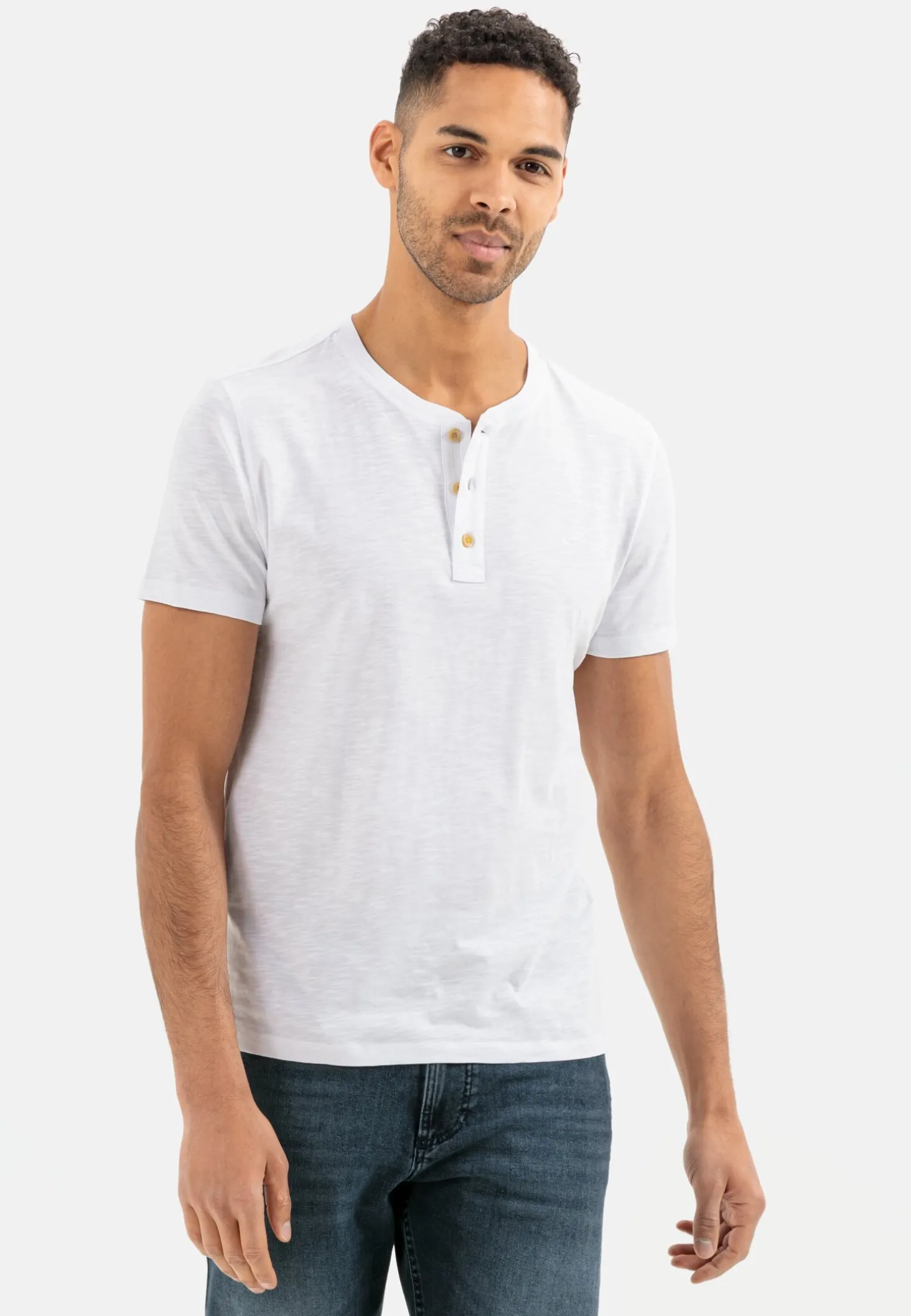 Henley Shirt mit kurzem Arm aus reiner Baumwolle