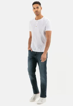 Henley Shirt mit kurzem Arm aus reiner Baumwolle