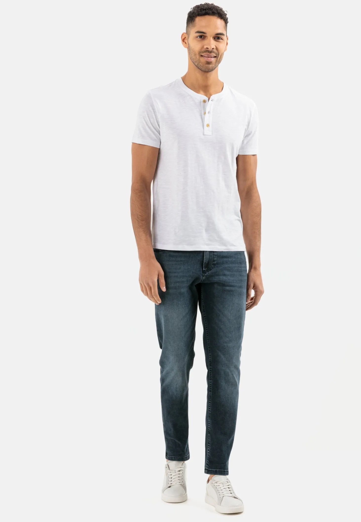 Henley Shirt mit kurzem Arm aus reiner Baumwolle