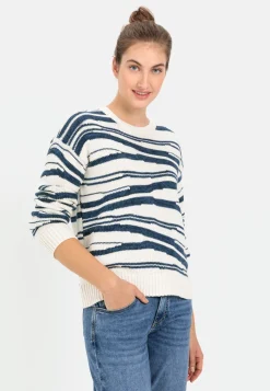 Intarsien Strickpullover aus reiner Baumwolle