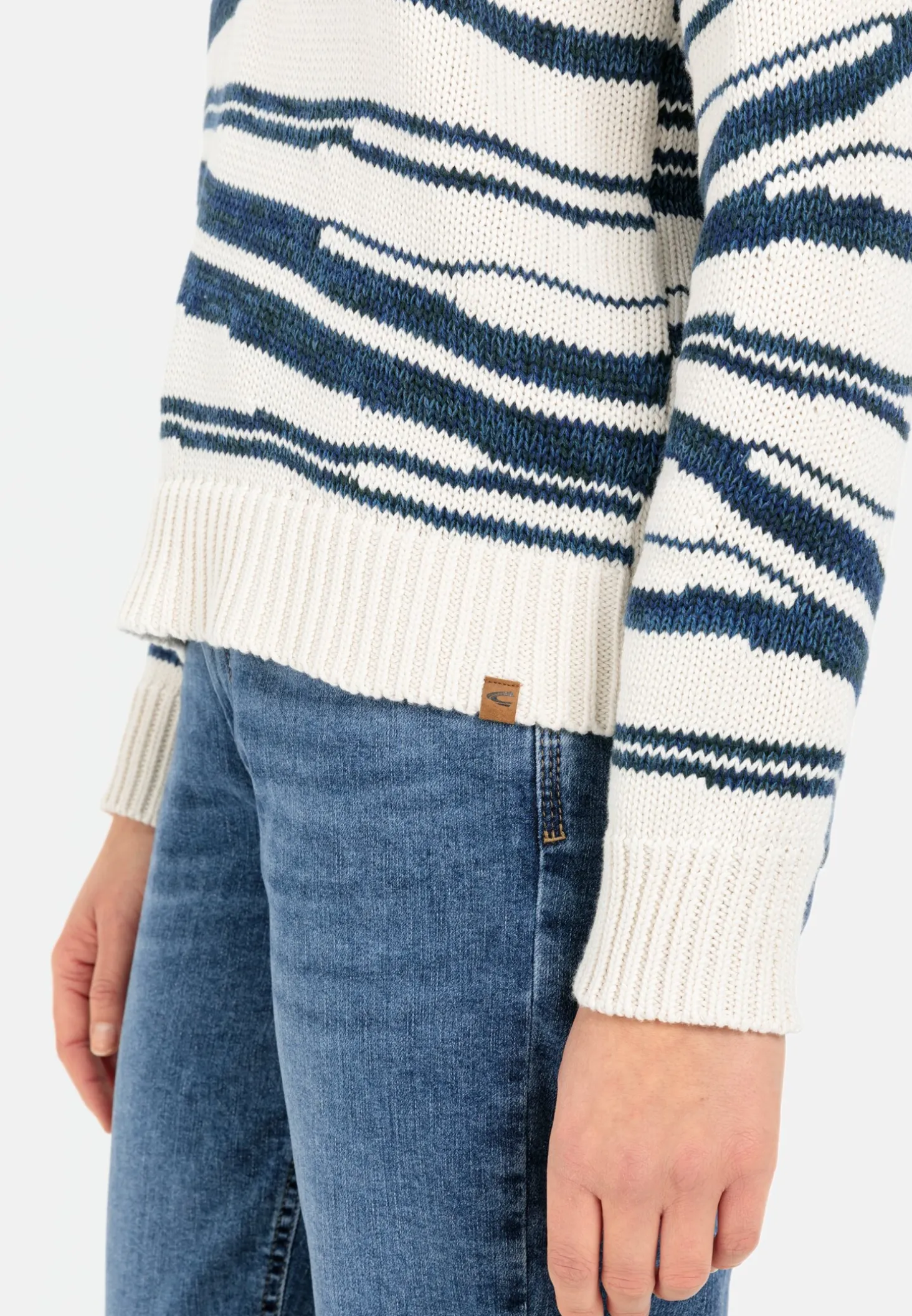Intarsien Strickpullover aus reiner Baumwolle