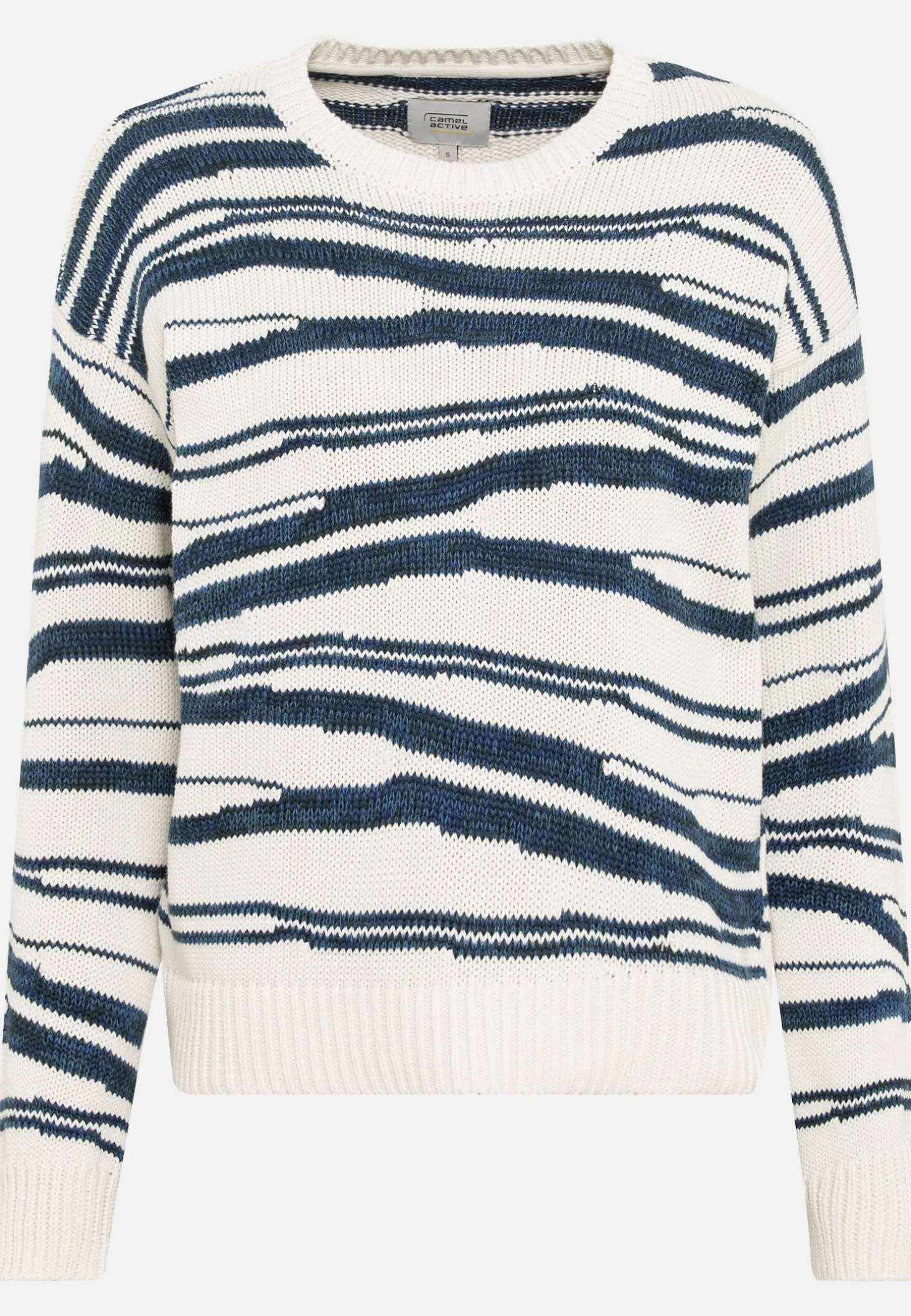Intarsien Strickpullover aus reiner Baumwolle