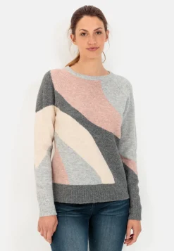 Intarsien Strickpullover mit Rundhalsausschnitt