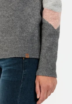 Intarsien Strickpullover mit Rundhalsausschnitt