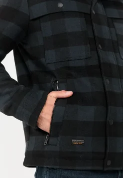 Karierte Übergangsjacke mit abnehmbarem Teddykragen
