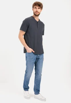 Kurzarm Henley aus reiner Baumwolle