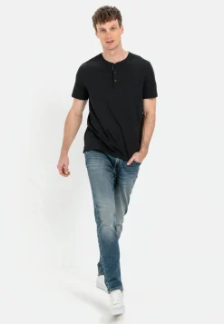 Kurzarm Henleyshirt aus reiner Baumwolle