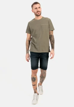 Kurzarm T-Shirt aus Baumwoll-Leinen-Mix