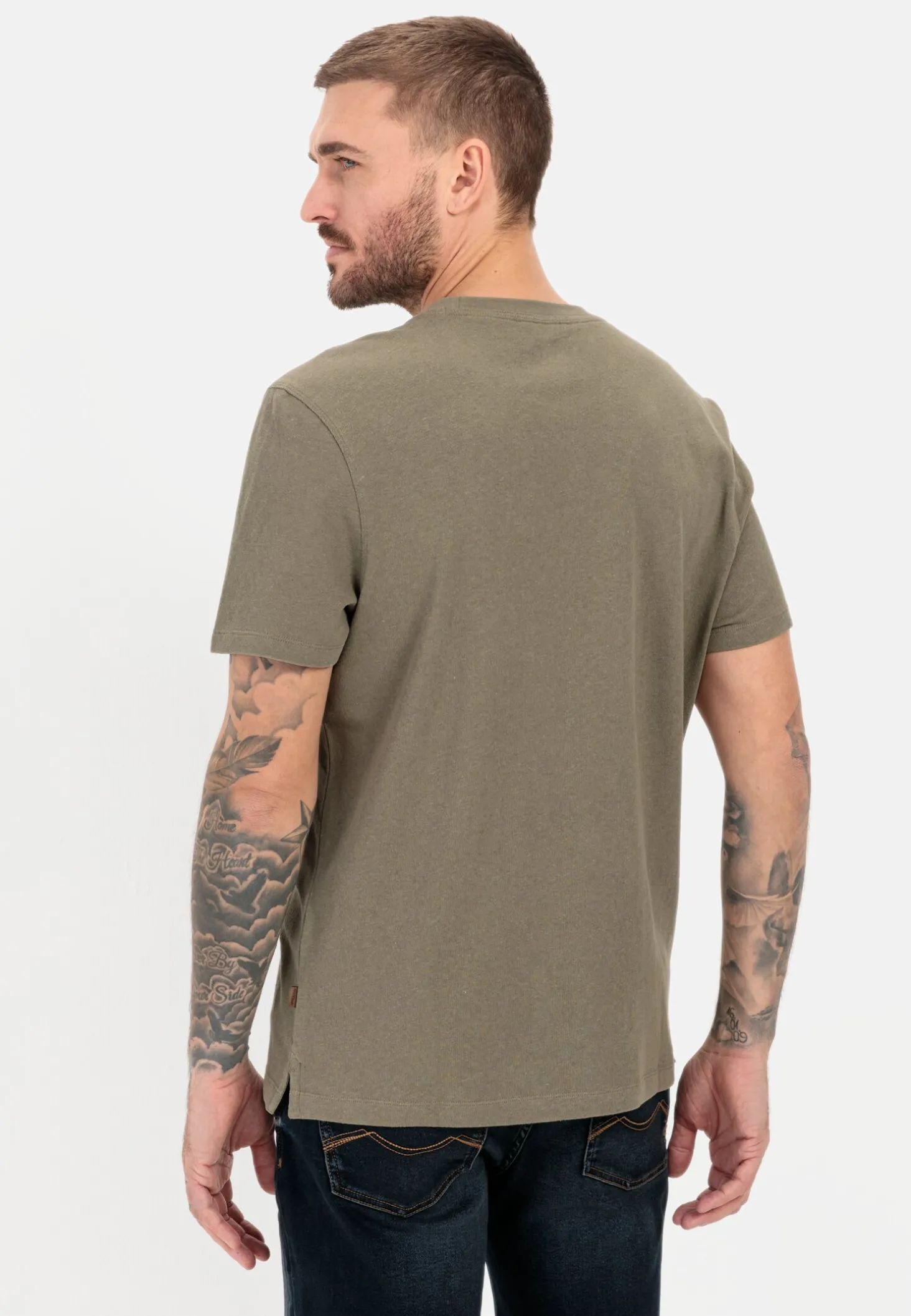 Kurzarm T-Shirt aus Baumwoll-Leinen-Mix