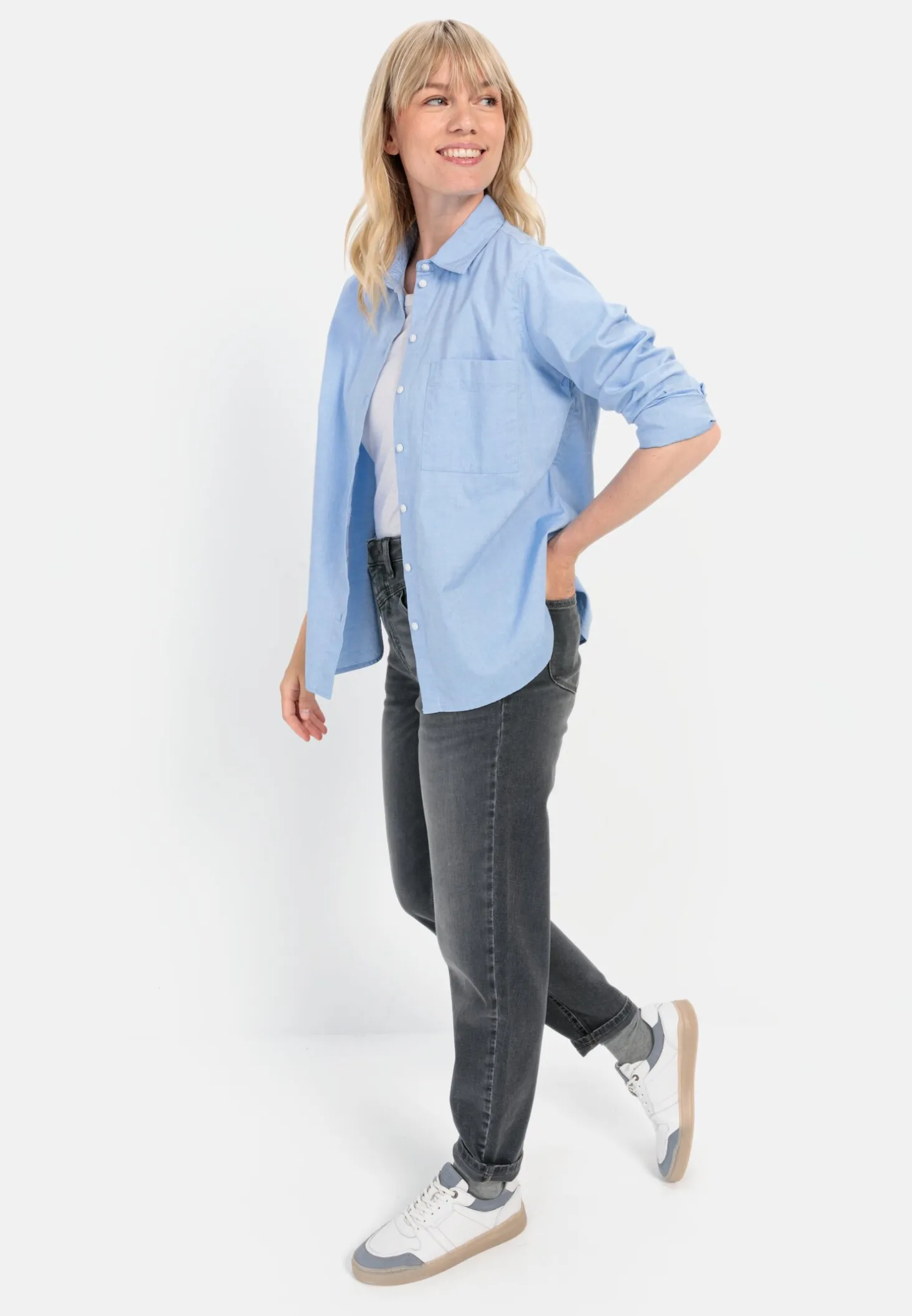 Langarm Bluse aus reiner Baumwolle