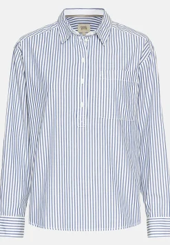 Langarm Bluse aus reiner Baumwolle mit Kentkragen und Brusttasche