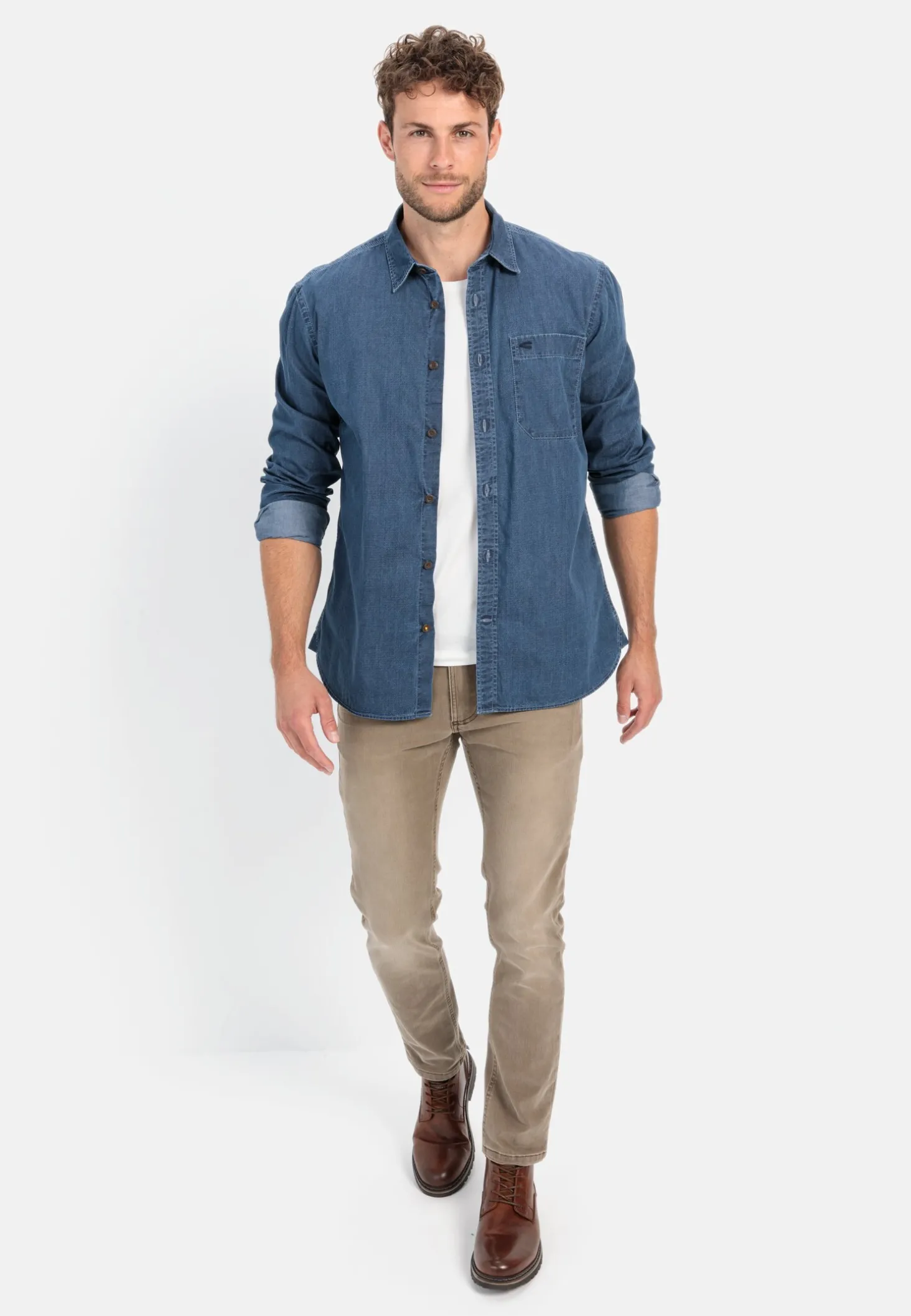Langarm Hemd in Denim-Optik