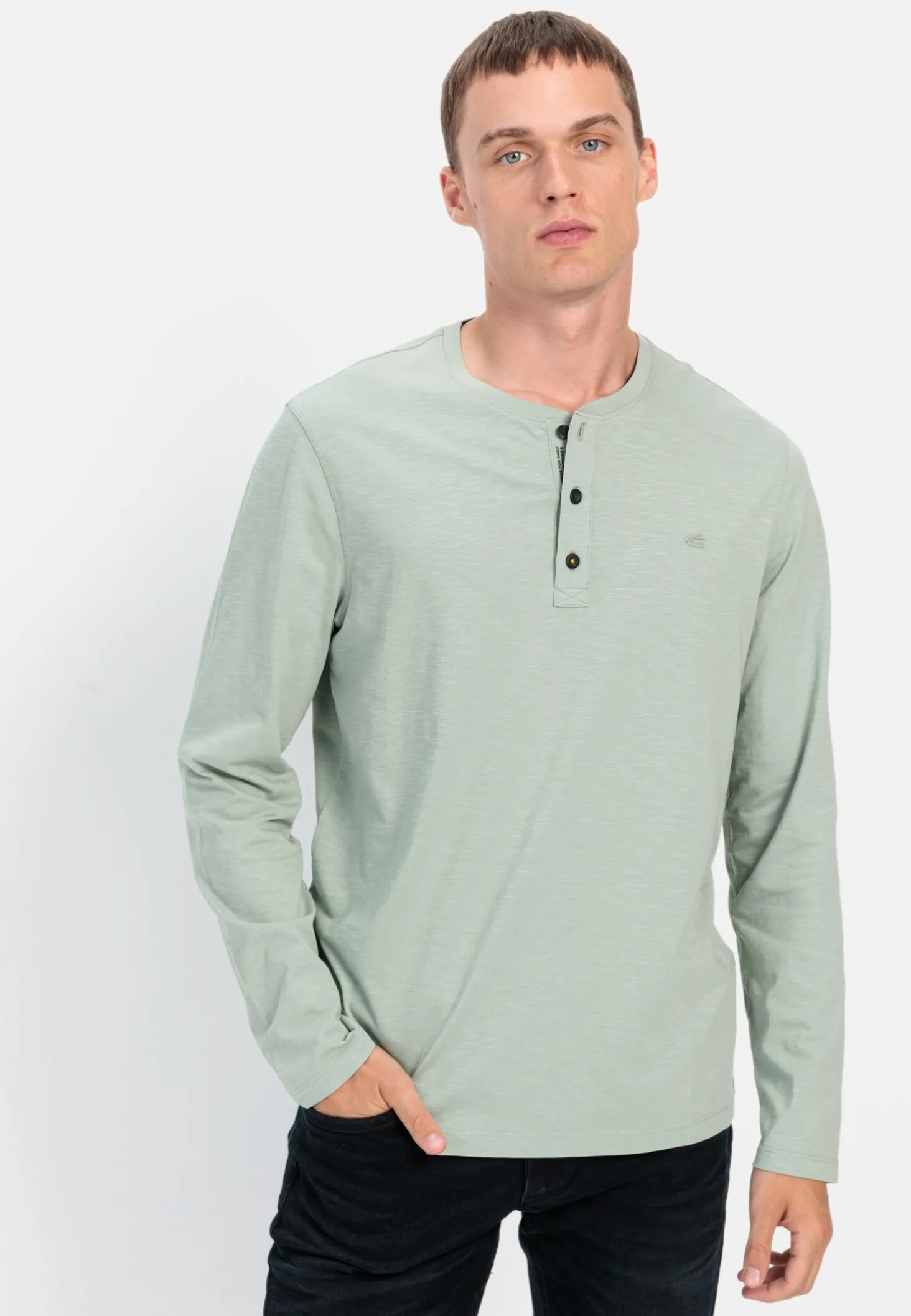 Langarm Henley aus reiner Baumwolle