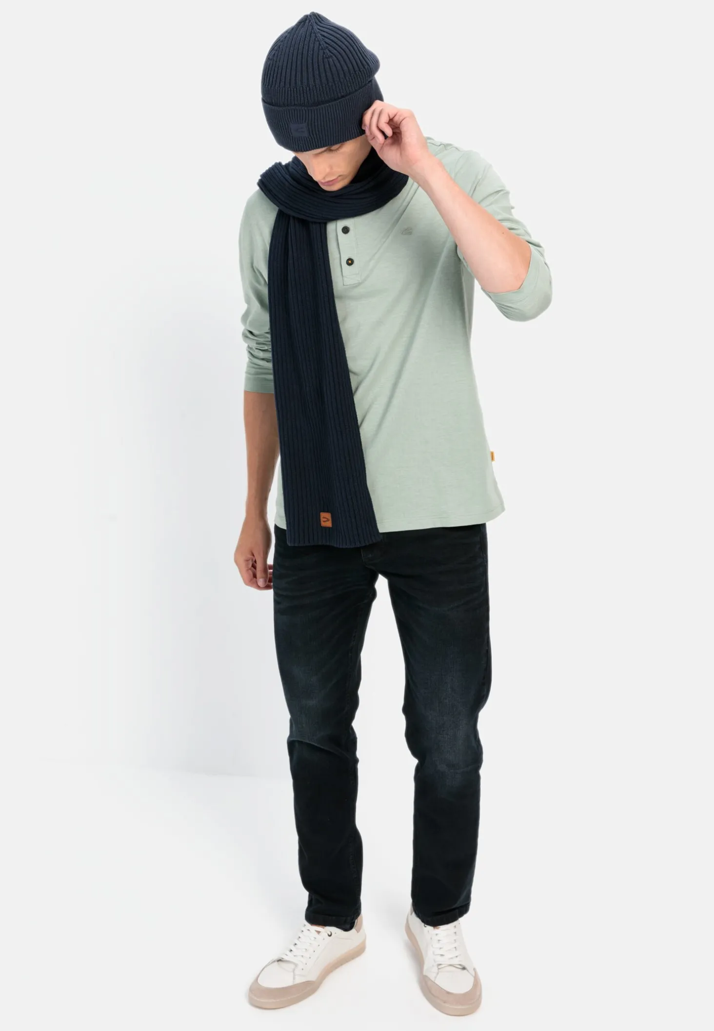 Langarm Henley aus reiner Baumwolle