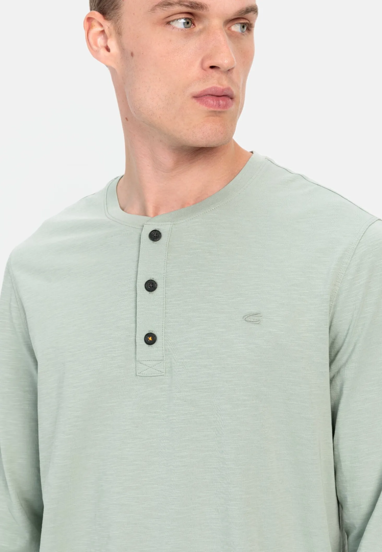 Langarm Henley aus reiner Baumwolle