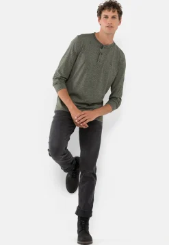 Langarm Henleyshirt aus nachhaltigem Baumwollmix